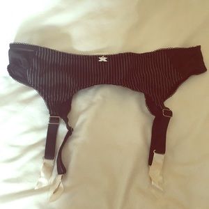 Frederick’s Black & White Pin Stripe Garter Belt